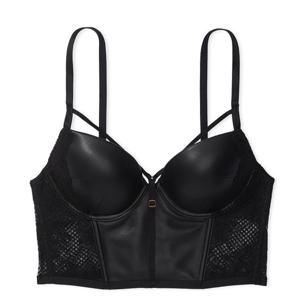 Victoria’s Secret Faux Leather Fishnet Push-Up Corset Top